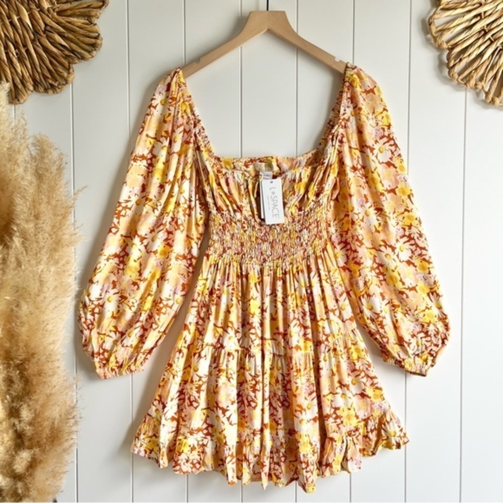 LSPACE floral dress mini spring summer babydoll - Picture 8 of 11